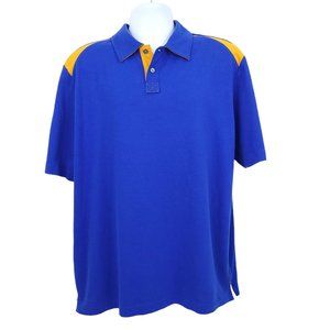 C-Buk Cutter Buck Polo Golf Shirt Mens Size XXL Top Short Sleeve Blue Gold